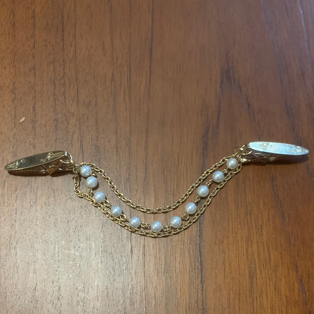 Vintage Gold and Pearl Sweater Brooch